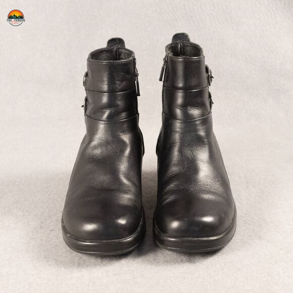 Dansko Bibi Moto Boots Black Leather Block Heel Side Zip Bikercore Women's Sz 36 - Picture 2 of 14